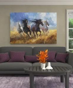 ALIVA 1486 rennende paarden canvas schilderij b