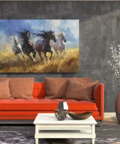 ALIVA 1486 rennende paarden canvas schilderij c