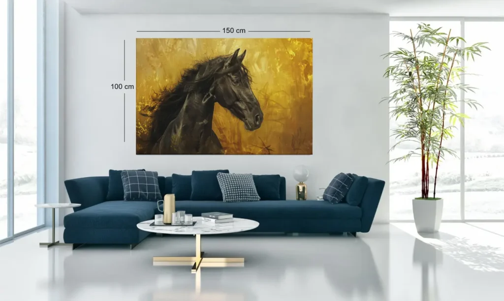 ALIVA-1487-paard-met-gouden-kunst-canvas-schilderij-b
