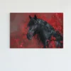 ALIVA 1488 paard en rood canvas schilderij