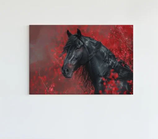 ALIVA 1488 paard en rood canvas schilderij