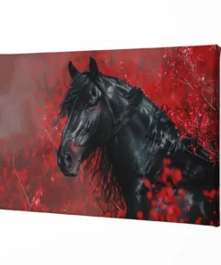 ALIVA 1488 paard en rood canvas schilderij a