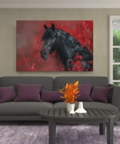 ALIVA 1488 paard en rood canvas schilderij d