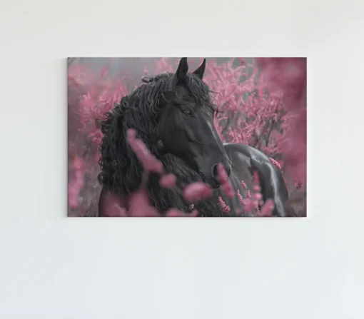 ALIVA 1489 paard en roze canvas schilderij