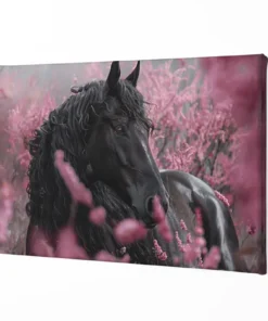 ALIVA 1489 paard en roze canvas schilderij a