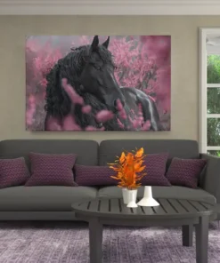 ALIVA 1489 paard en roze canvas schilderij c