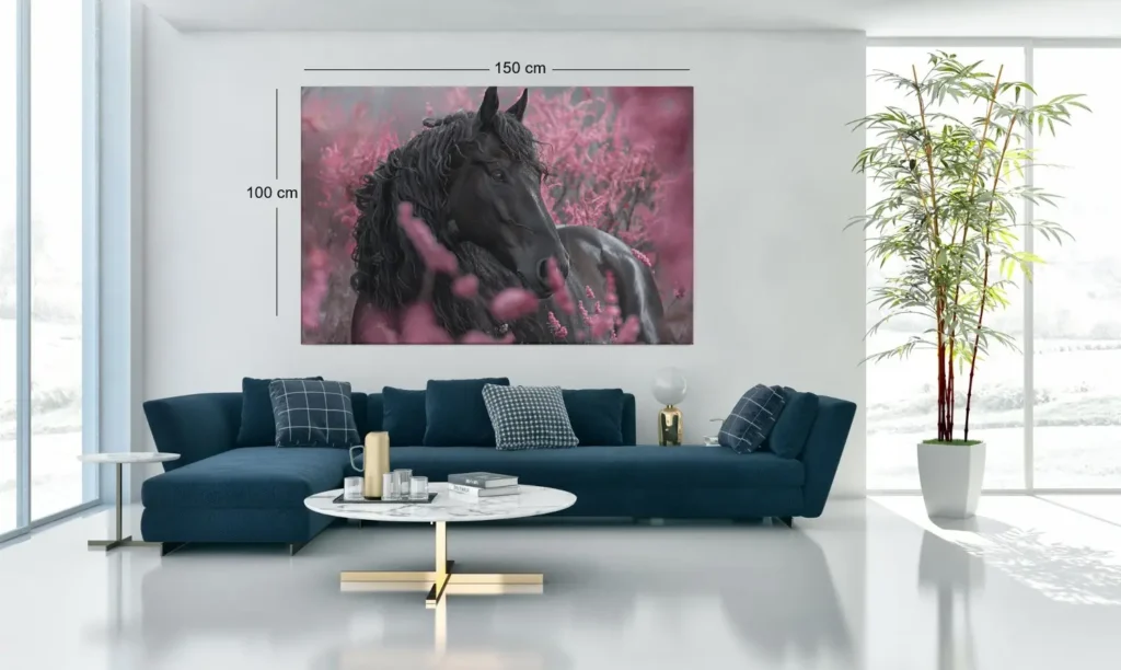 ALIVA-1489-paard-en-roze-canvas-schilderij-d