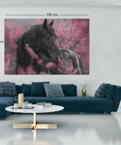 ALIVA-1489-paard-en-roze-canvas-schilderij-d