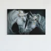 ALIVA 1490 witte paarden met bloem canvas schilderij