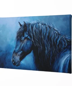 ALIVA 1491 paard en blauw canvas schilderij a