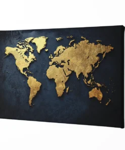 ALIVA 1492 wereldkaart goud canvas schilderij a