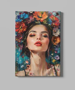 Vrouw kunst bloemen Canvas Schilderij