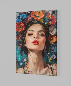 Alternative view of Vrouw kunst bloemen Canvas Schilderij