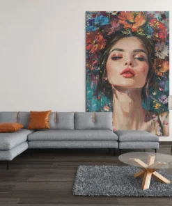ALIVA 1493 vrouw kunst bloemen canvas schilderij b