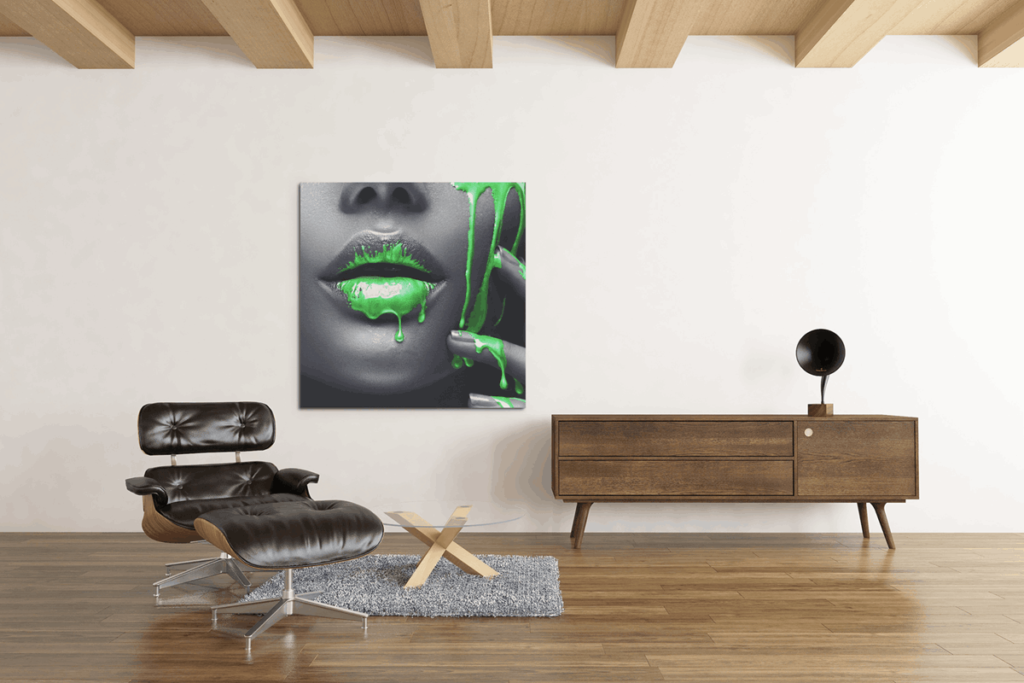 Vrouw met Groene Verf Canvas Schilderij