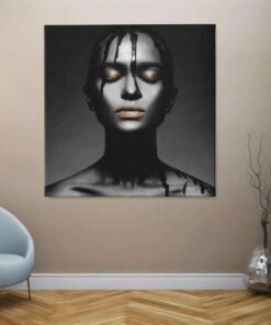 OEFE 1282 vrouw met zwarte verf canvas schilderij d