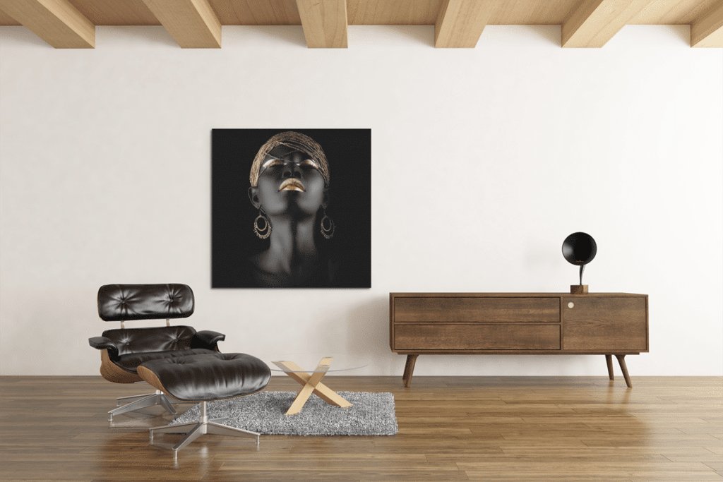 Portret van een vrouw met gouden make-up Schilderij