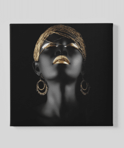 Portret van een vrouw met gouden make-up Schilderij