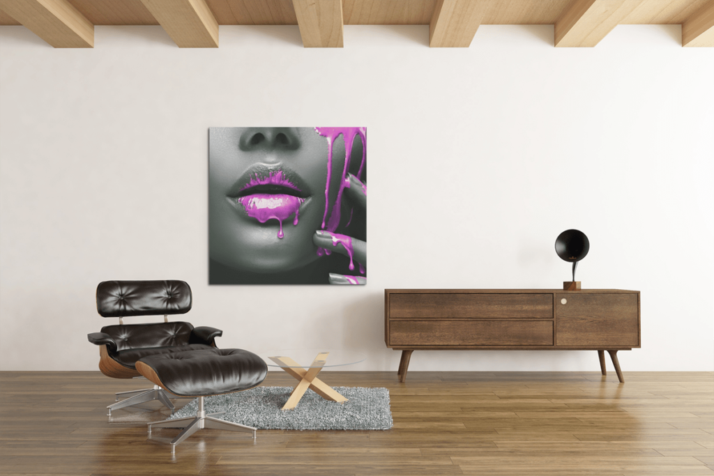 Vrouw met paarse verf Vierkant Schilderij