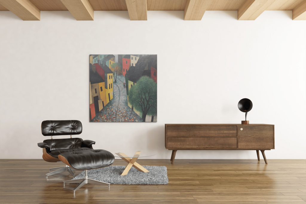 Kunst Dorp Vierkant Schilderij
