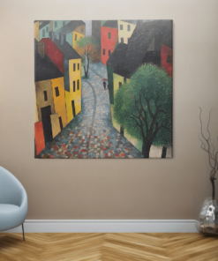 Kunst Dorp Vierkant Schilderij