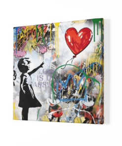 Alternative view of Banksy Art Meisje en Ballon Vierkant Schilderij