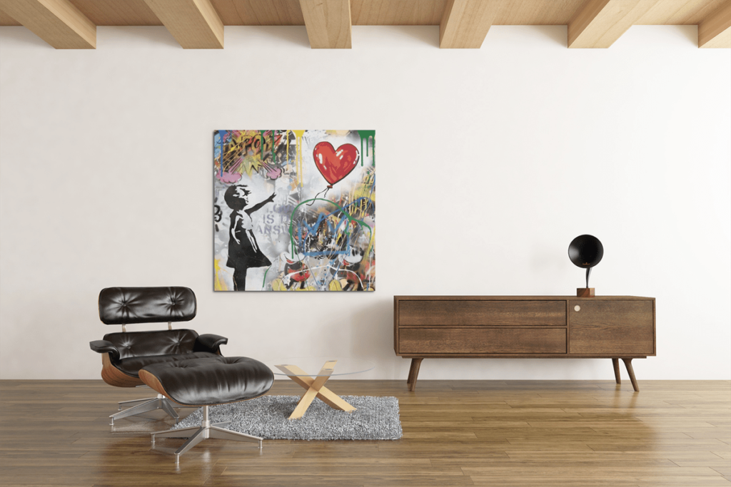Banksy Art Meisje en Ballon Vierkant Schilderij