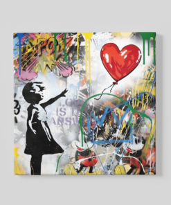 Banksy Art Meisje en Ballon Vierkant Schilderij