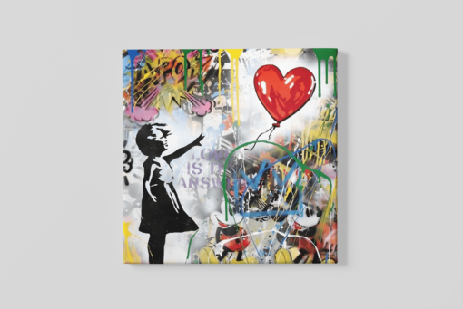 Banksy Art Meisje en Ballon Vierkant Schilderij