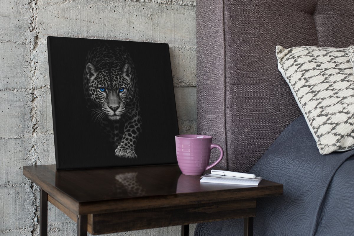Luipaard Grijs Zwart Vierkant Schilderij - Afbeelding 3