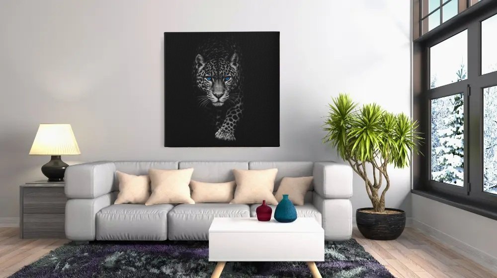 Luipaard Grijs Zwart Vierkant Schilderij - Afbeelding 7
