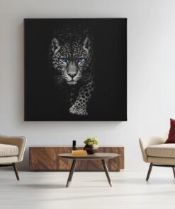 Luipaard Grijs Zwart Vierkant Schilderij - Afbeelding 5