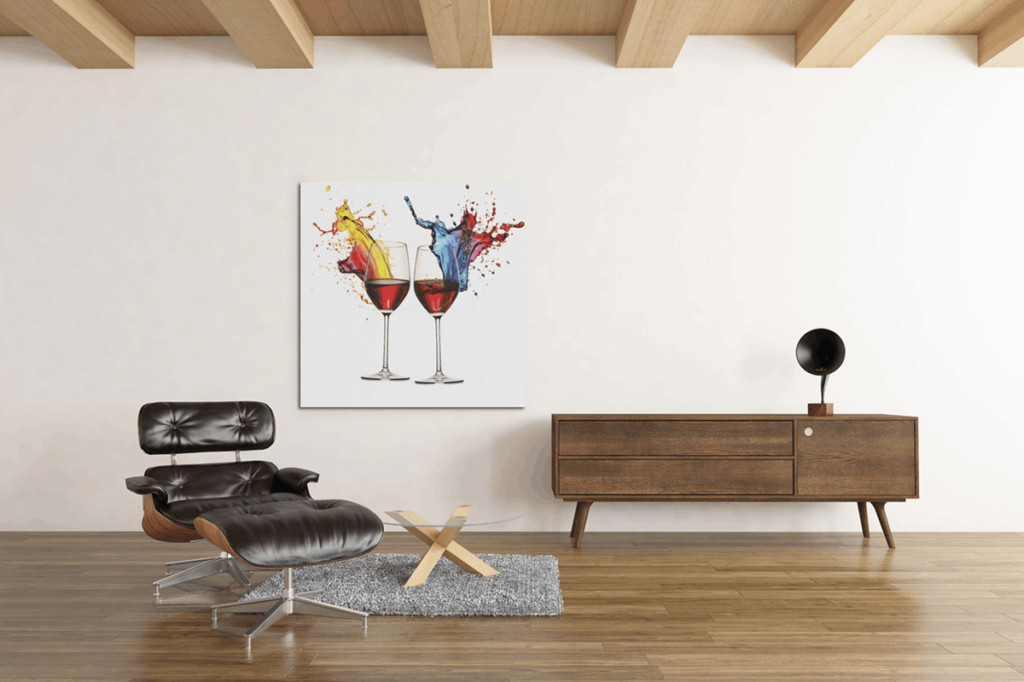 Wijnglazen Vierkant Canvas Schilderij