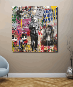 OEFE 1295 banksy art einstein virekan canvas schilderij a