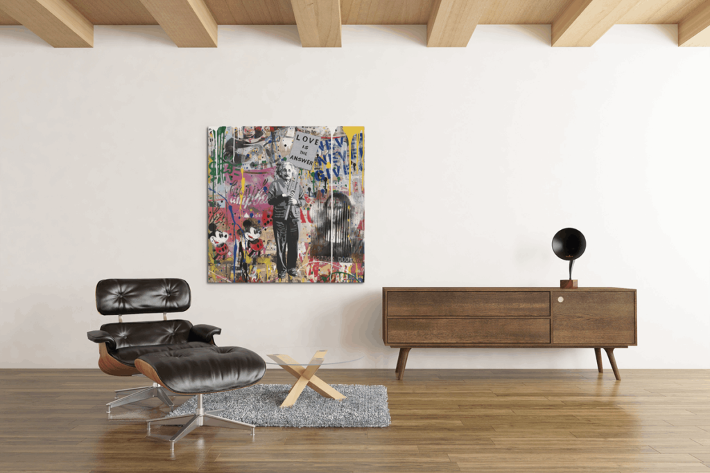 Banksy Art Einstein Vierkant Canvas Schilderij