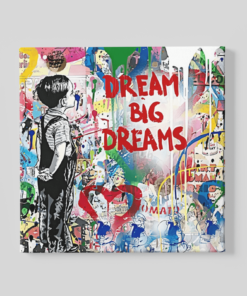 Banksy Dream big Dreams Vierkant Schilderij