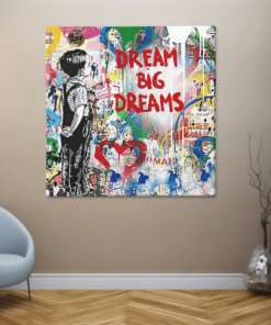 OEFE 1296 banknsy dream big dreams vierkant schilderij g