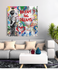 OEFE 1296 banknsy dream big dreams vierkant schilderij t