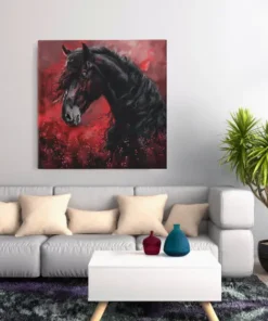 OEFE 1297 paard met rood vierkant schilderij d