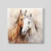 OEFE 1298 paarden bruin wit vierkant schilderij e