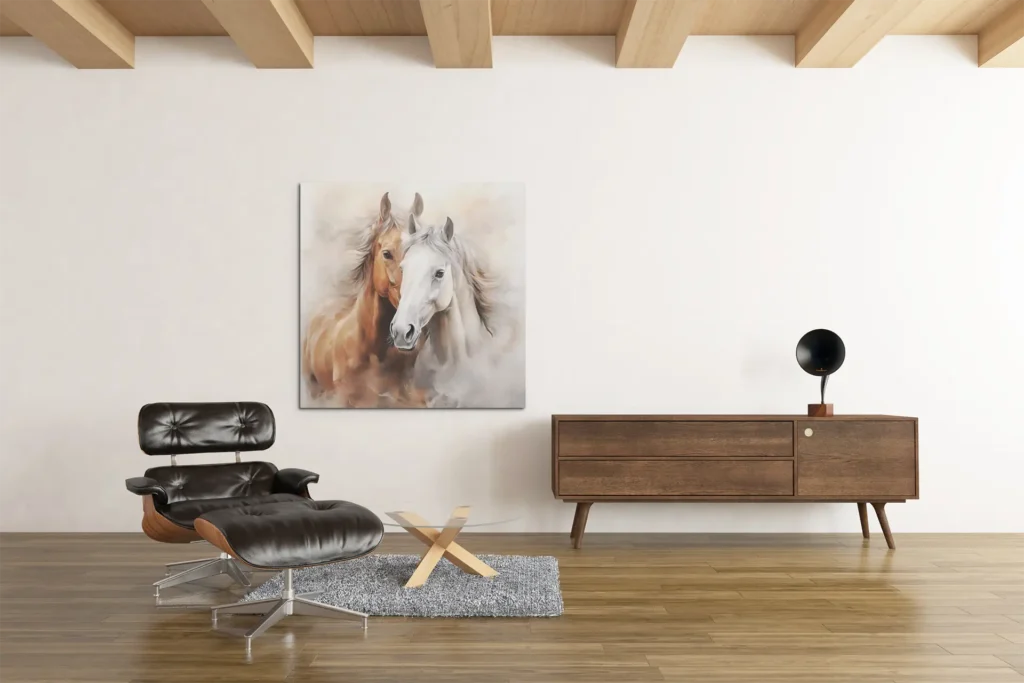 OEFE-1298-paarden-bruin-wit-vierkant-schilderij-f