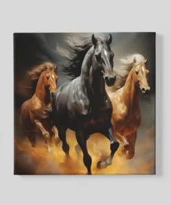 Rennende Paarden Vierkant Schilderij