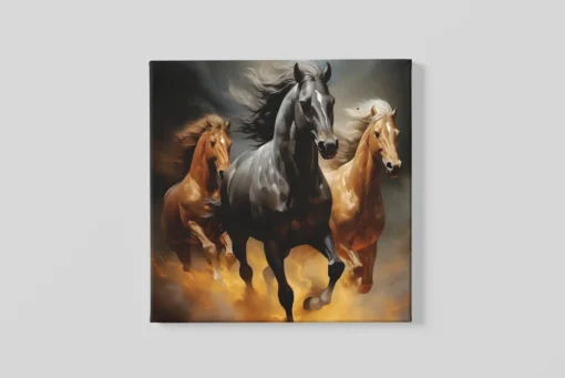 OEFE 1300 rennende paarden vierkant schilderij