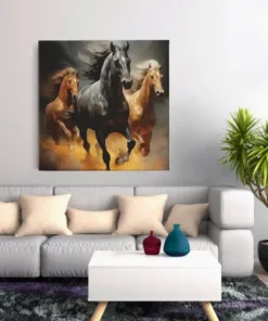 Rennende Paarden Vierkant Schilderij - Afbeelding 6