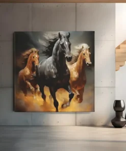 Rennende Paarden Vierkant Schilderij - Afbeelding 5