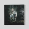 OEFE 1305 witte wolf dieren schilderij vierkant