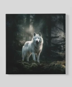 Witte Wolf Dieren Vierkant Schilderij