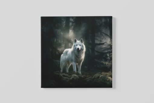 OEFE 1305 witte wolf dieren schilderij vierkant