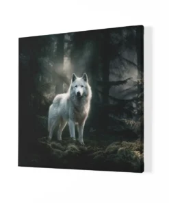 Alternative view of Witte Wolf Dieren Vierkant Schilderij