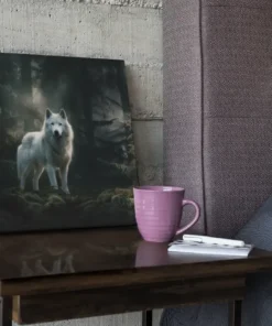 OEFE 1305 witte wolf dieren schilderij vierkant b